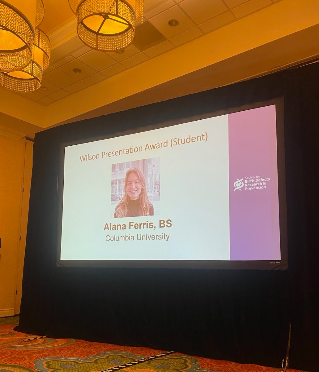 Congratulations to @ColumbiaMSPH PhD student Alana Ferris for winning the Wilson Presentation award @SocBirthDefects for her work characterizing epitranscriptomic regulators in a trophoblast cell line!