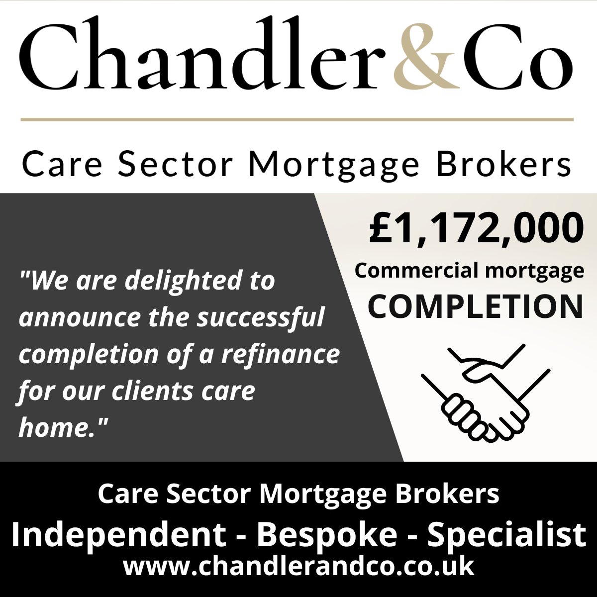 ChandlerandCo's tweet photo. With over 27 years of specialist market knowledge in the care sector, contact Chandler &amp; Co to see if we can help your care business.
https://t.co/2uvS11Twib
#carehomes #mortgages #mortgagebroker #independent https://t.co/TjcXkpdXIG
