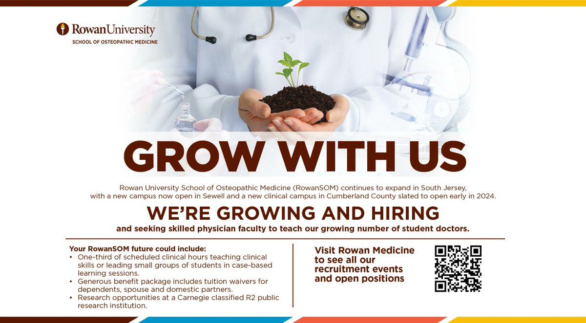We're growing and hiring and seeking skilled physician faculty to teach our growing number of student doctors. Join us for a webinar on 06/29 from 5-6pm. Preregistration link for those interested in participating. buff.ly/3ClRILA