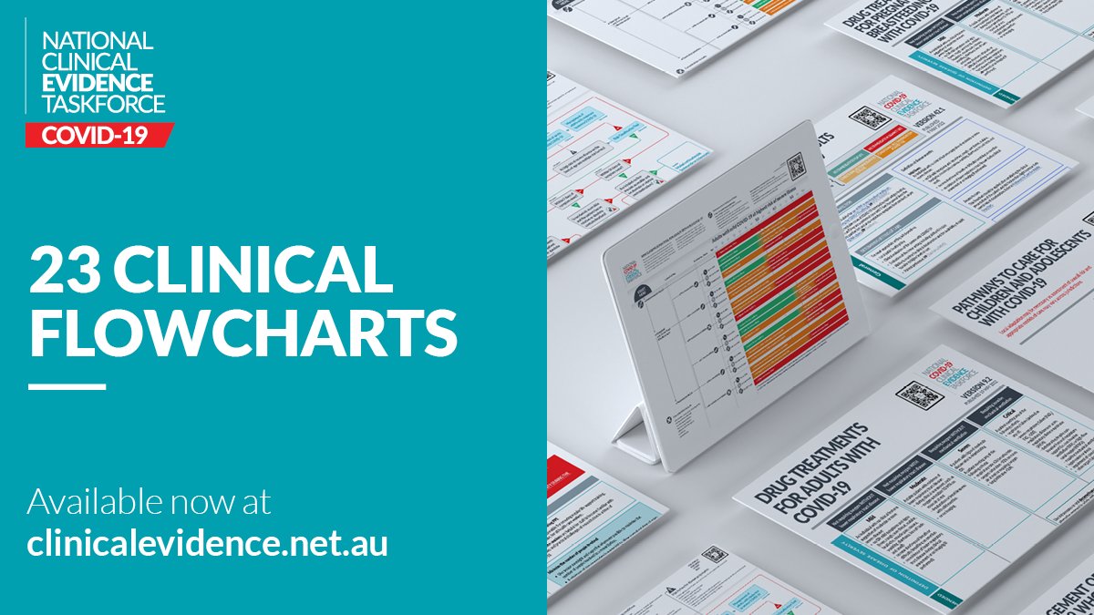 Our 23 #ClinicalFlowcharts incorporate living guideline recommendations across a wide range of clinical scenarios for #COVID19.

View our flowcharts: bit.ly/3hJQfHD

<a href="/ASIDANZ/">ASIDANZ</a> <a href="/RACGP/">RACGP</a> <a href="/ACRRM/">ACRRM</a> <a href="/TheRACP/">The Royal Australasian College of Physicians</a> <a href="/CRANAplus/">CRANAplus</a> <a href="/APNAnurses/">APNA</a> @acn_tweet

#COVID19 #clinicalevidence