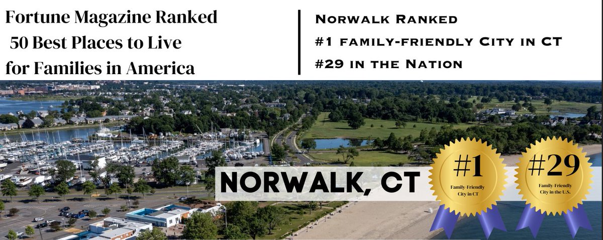 Fortune Magazine ranked the City of Norwalk as the best place for families to live within CT &amp; 29th in the nation. In their analysis of nearly 1,900 cities across the country, the best places to live scored high in areas such as health care, education, &amp; resources for seniors.