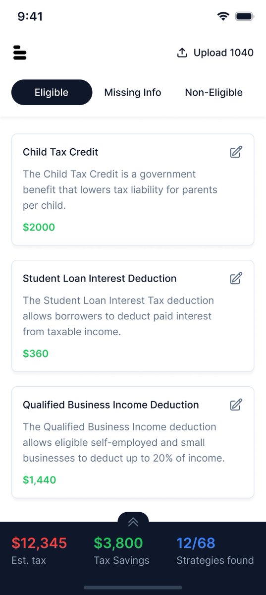Imagine being able to see every tax credit, deduction and strategy relevant to you - automatically!

Leave a 👋 below if you want access
