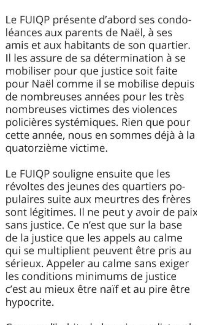 fuiqp59's tweet photo. Communiqué du #Fuiqp #Nanterre #sunirpournepassubir #lapolicetue https://t.co/hh7qe6orza