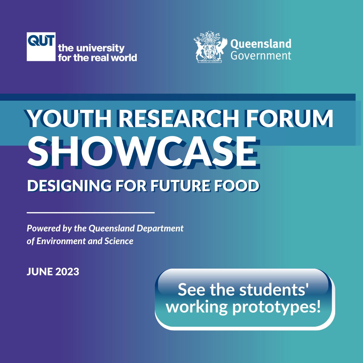 The #QUT #YouthResearchForum #FutureFood Prototype Showcase is finally here! Today #students will unveil their working #prototypes for human-friendly and carbon-neutral foods.
29 June | QUT
Find out more and register: lnkd.in/gzPF4w68
Good luck to all our amazing students!