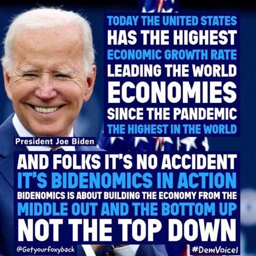 While DeSantis is whining about people going “woke” and Trump is pleading with his supporters to give him cash to pay for his legal defense team, Biden has quietly been building up one of the most robust economic recoveries the world has ever seen. 

#Bidenomics 
#DemVoice1
