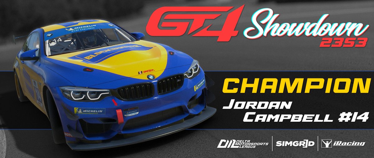 RaceDML's tweet photo. We just crowned our first Champion for 23S4. Jordan Campbell is DML's 23S3 GT4 Showdown Champion! 🥳
#Simracing https://t.co/pb6AmQwWrW