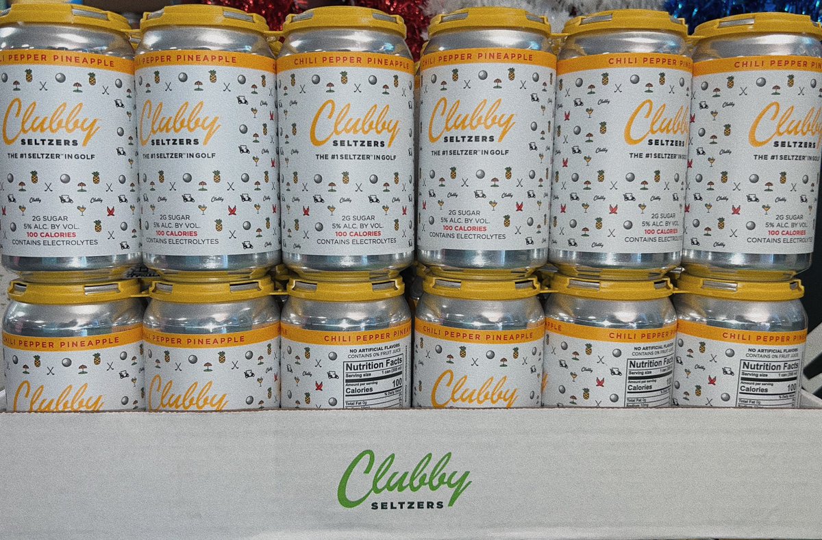 MarketBev_Co's tweet photo. ⛳️❗️BACK AT MARKET BEVERAGE❗️⛳️
Chili Pepper Pineapple Clubby’s are back! Just in time for the 4th, and Cody approved! Come on in and get them before they’re gone! 
@ClubbySeltzers will continue to produce throughout the Summer! https://t.co/YM4QAFnSfX