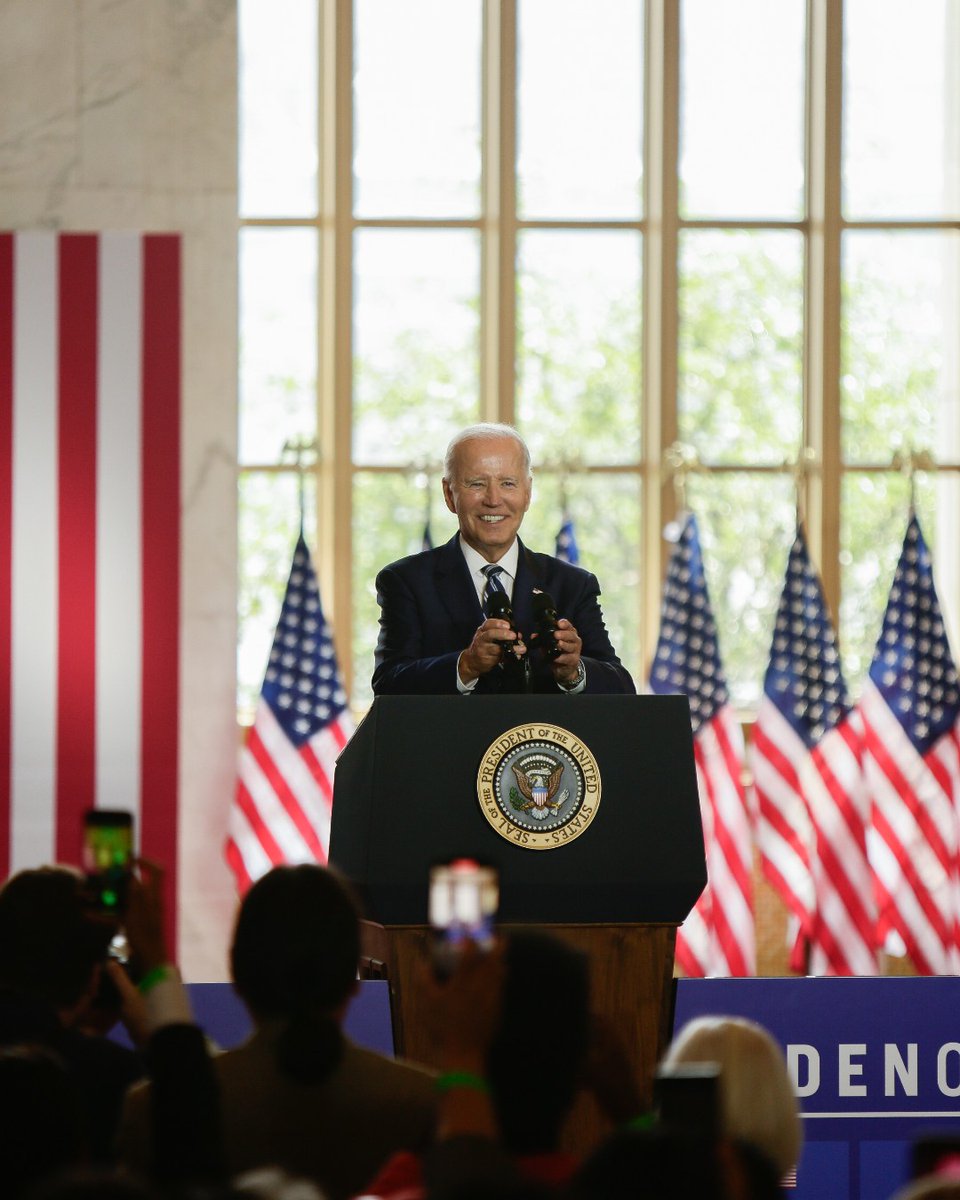 Today, the U.S. has the highest economic growth rate among the world’s leading economies since the pandemic. We’ve created 13.4 million jobs—more jobs in two years than any president has added in a four-year term.
​
Folks, that’s no accident. That’s Bidenomics in action.