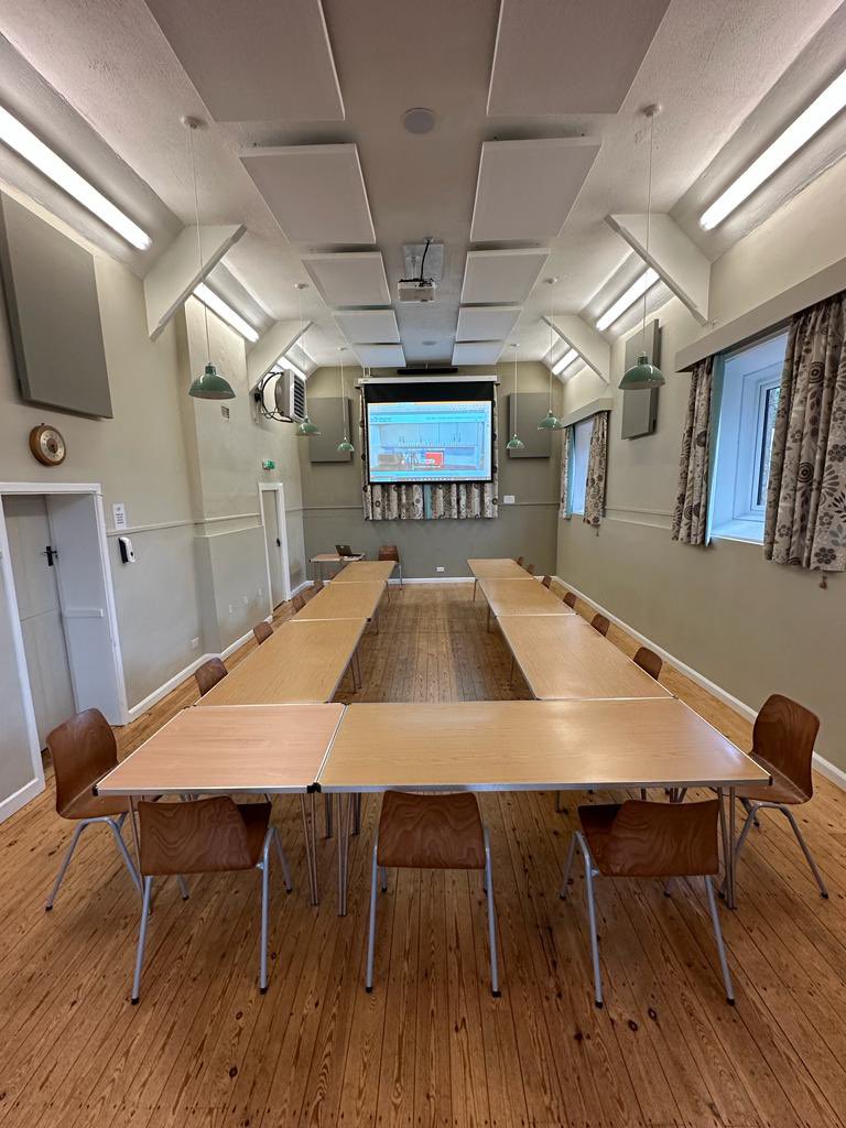 Today the hall has been used as an all day, offsite meeting venue by a large multi-national company.
With both wired and wireless internet access, a fixed projector, retractable screen and sound system we are well equipped for such events from sized organisation.