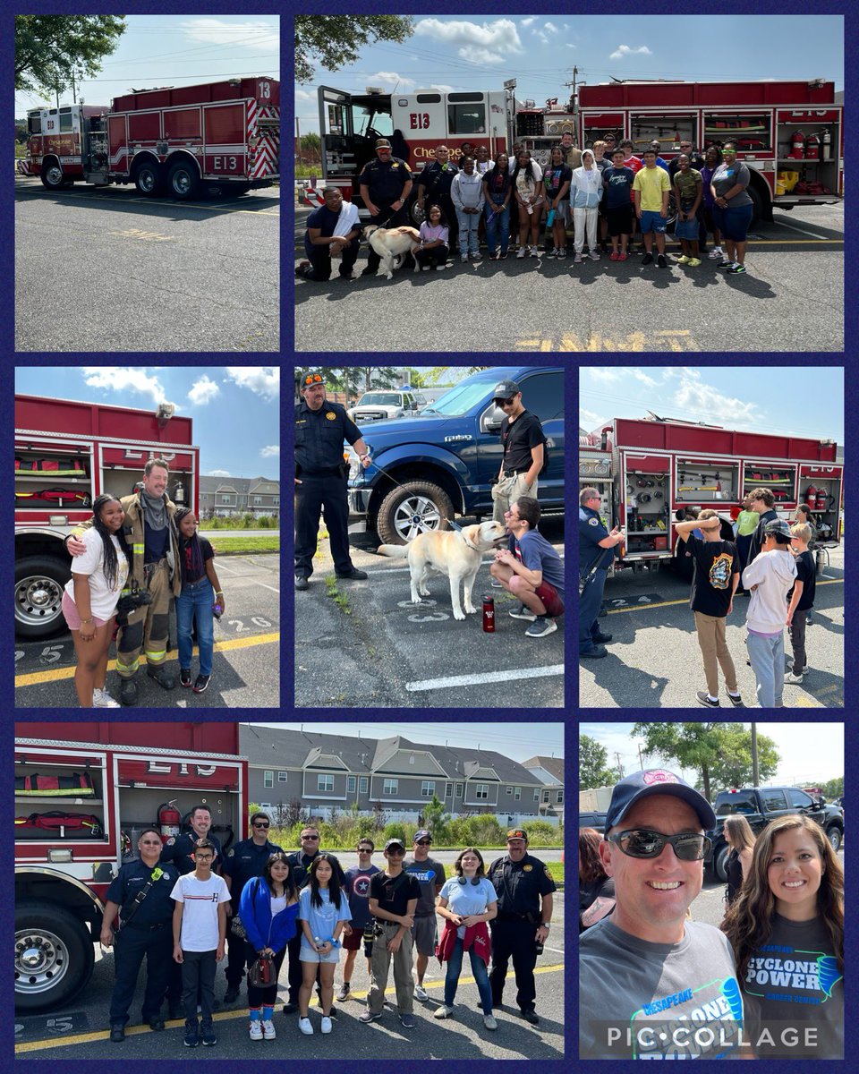cpkcareercenter's tweet photo. What an awesome day for Cyclone campers!! Thank you to @AboutChesapeake Police and Fire &amp; Rescue for visiting. Campers saw demonstrations from K-9, Marine Patrol, Drone Team, Tactical/Command Center, Fire &amp; Emergency. We have amazing services in our city! 💚🌪💙 #3Cs #Partners https://t.co/ViVWddSrfE