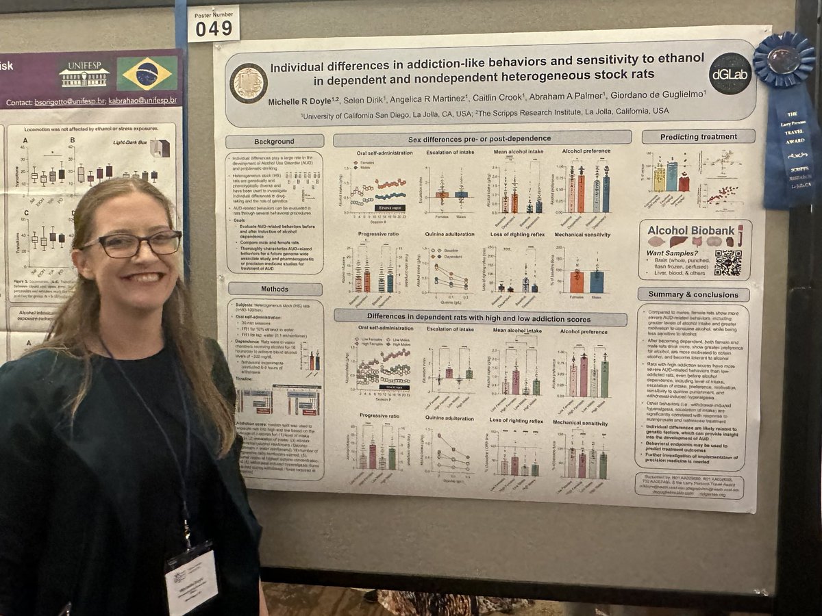AbePalmer's tweet image. Good science and great student and colleagues at #RSA2023

Special congratulations to the twitterless Sandra Sanchez-Roige for winning the @RSAposts Early Career Investigator Award.
