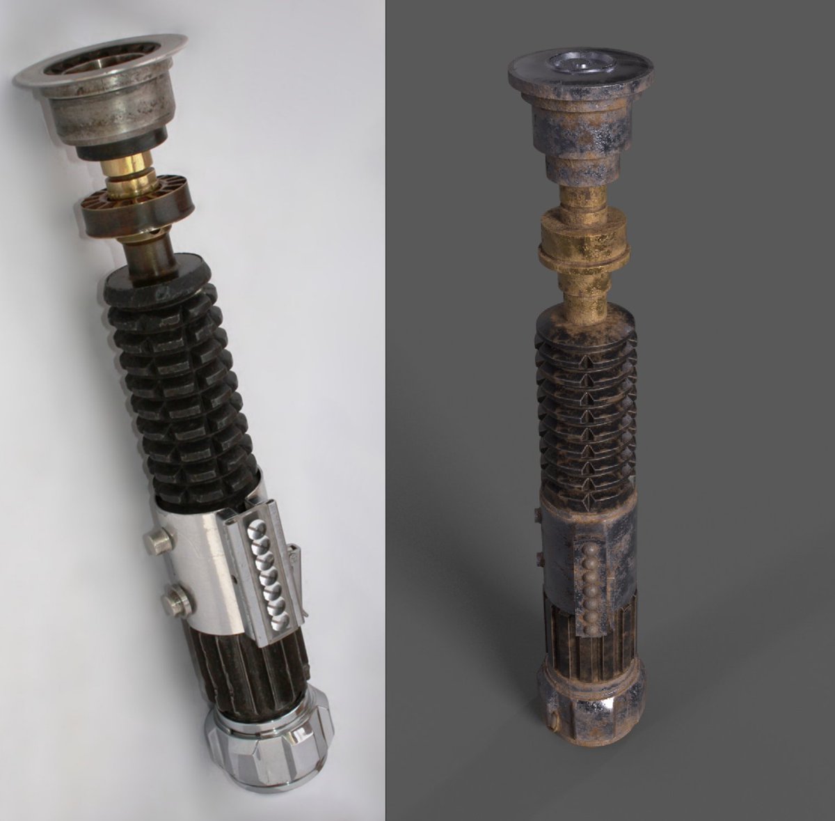 Todays stream results. From C4D > Zbrush > Substance. Two lightsabers down, next up: costumes. 

If you want to watch the VODs before they go up on Youtube next week you can here: twitch.tv/itaracks/videos 

#starwars #zbrush #Substance3DPainter #c4d