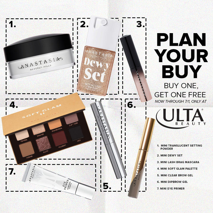 ABHcosmetics's tweet image. We love a sale! 🥳

Run to your nearest @ultabeauty before 7/1 to buy one #ABH mini and get another one FREE! 🙌