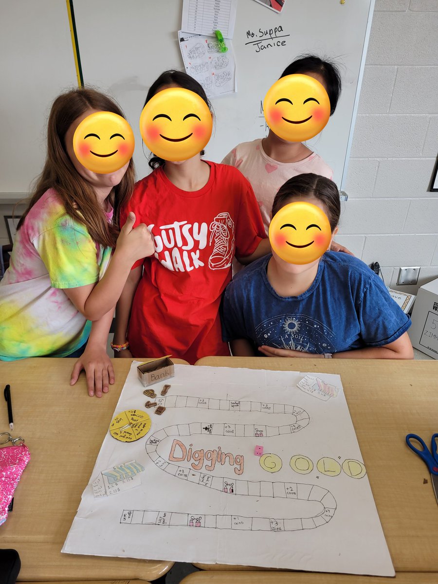 MsZs_Class's tweet photo. Ss are working on board games incorporating elements of probability. One group designed their game around the #MontyHallProblem involving 🐁🐁 and cheese 🧀. We also posed with homemade bracelets made by ZS...thank you!! https://t.co/QzfuHvpgYY