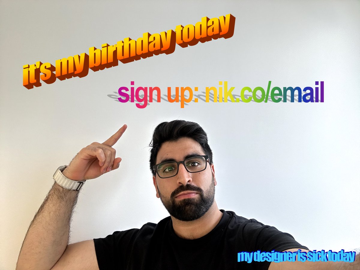 mrsharma's tweet image. Feeling grateful for all the birthday wishes today!
The best gift would be a newsletter subscriber.
Sign up: nik.co/email
Every Sunday, I spend ~4 hours writing about something in CPG/DTC that challenged me.
It has 40,000+ weekly readers. I promise it's good!