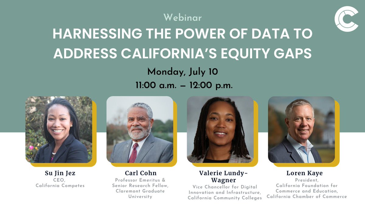 Explore new features of @CalCompetes Dashboard (p2p.californiacompetes.org) & join a dynamic panel discussion on Mon, July 10 at 11AM with experts representing K-12, higher education, and business to explore ways to leverage data to drive equitable outcomes. us06web.zoom.us/webinar/regist…