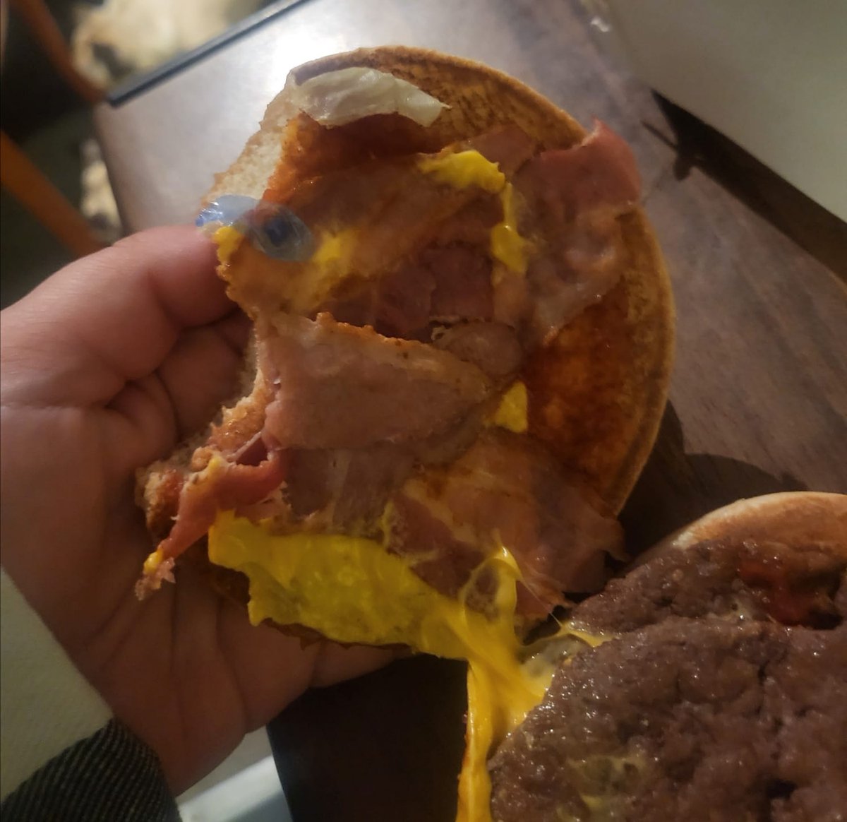 NannieDeeDee's tweet photo. @McDonaldsUK Greenhithe branch strikes again! 1 item missing from the order and another item containing some blue plastic! https://t.co/W5BOxspN3k