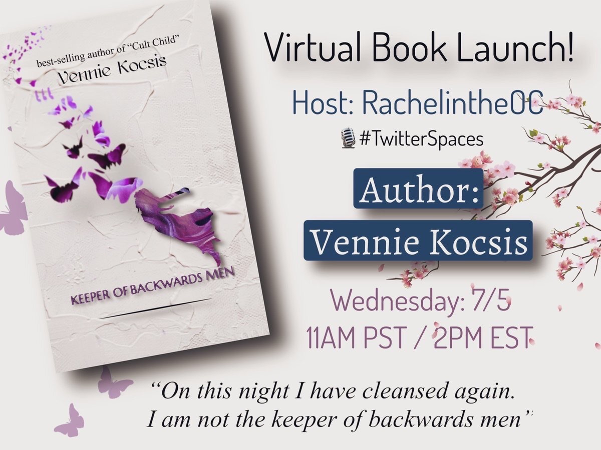 WEDNESDAY: Join me & guest @VennieKocsis  for #BookMarketingChat 7/5/23 at 11 am PT/2 pm ET on @TwitterSpaces

Topic: Author Interview / Virtual Book Launch

Click here to set a reminder:
twitter.com/i/spaces/1yoKM…

Sponsor: @Booklinker

#WritingCommunity