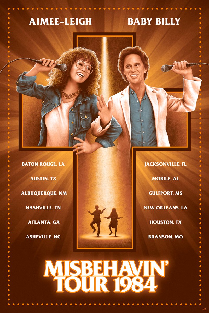 adamrabalais's tweet image. This design for The Righteous Gemstones is an in-world poster for an 80s tour when Aimee-Leigh and Baby Billy were in their prime.

Artist Prints available now: 
adamrabalais.bigcartel.com

#therighteousgemstones #babybilly #aimeeleigh #misbehavin #screenprint #poster #hbo