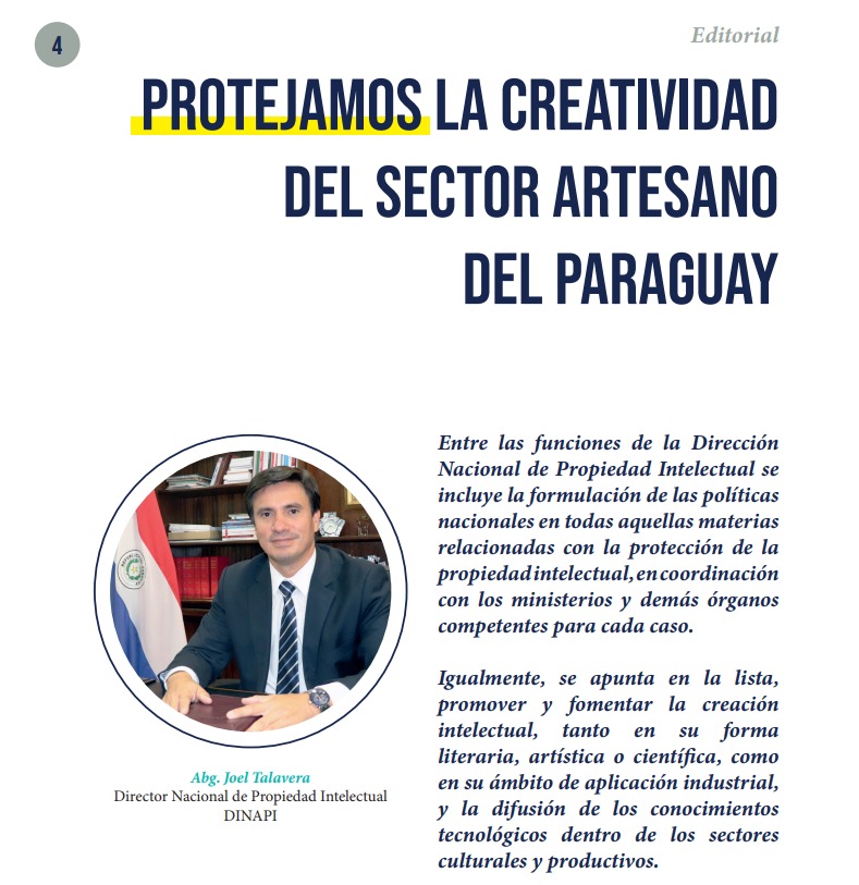 dinapipy's tweet photo. #Editorial: Política Nacional de Artesanía del Paraguay (PNA). La DINAPI está convencida de que la actividad artesana es un importante motor de la economía nacional y una gran aliada del turismo”, Joel Talavera, Director Nacional. #RevistaREDPI.
📝👉 https://t.co/k06MKrSaDk https://t.co/WDuB6UM9sK