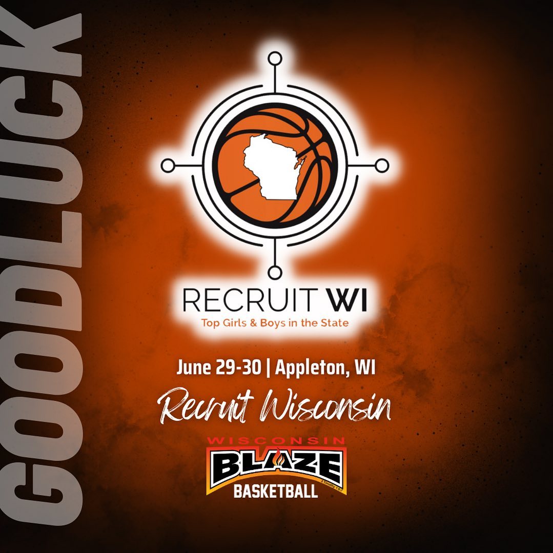 Good luck to the following teams as they compete in the 4th Annual @RecruitWIbball tournament Friday June 30th at @ChampionCtr!

@WIBlazeInferno_ 
17U Black
16U Black
15U Black
15U Red
14U Black
14U Red
13U Black
13U Red

#BlazeBasketball🏀 #BeTheFlame🔥 #RecruitWisconsin2023🏀