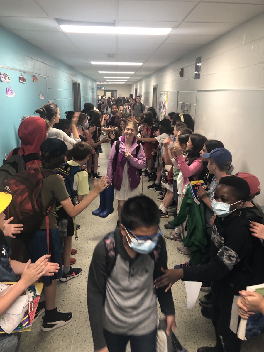 Grade 6 students receive the “Clap out” from their peers at Corpus Christi.  Best of luck at Immaculata High School next year😊