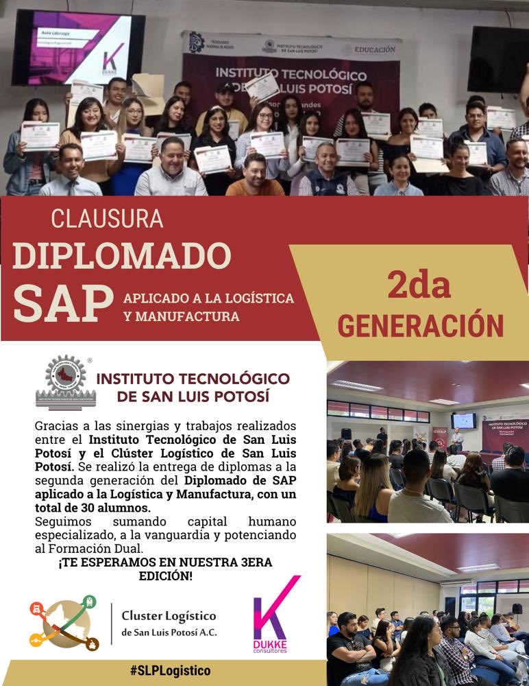 CLSLP_AC's tweet image. Se llevó a cabo la 2 entrega de diplomas del Diplomado de SAP aplicado a la Logística y Manufactura. Gracias a las sinergias del ⁦@ITSLPOFICIAL⁩ ⁦@dukke_cons⁩ y ⁦@CLSLP_AC⁩ #SLPlogistico. Seguimos sumando 💪🏻