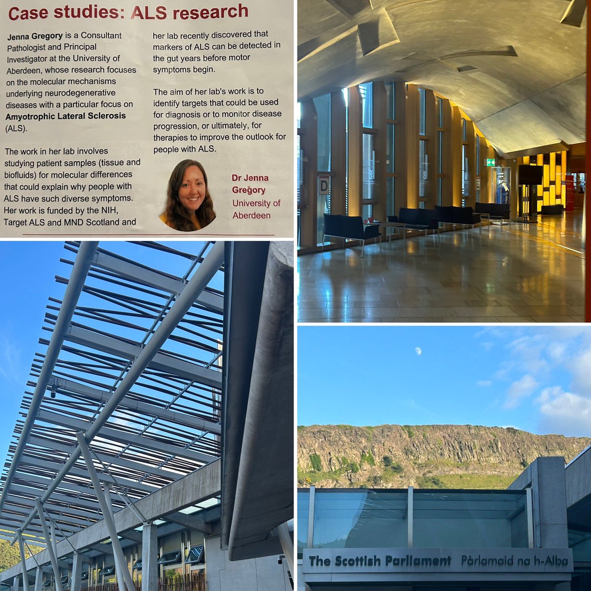 jennagregory488's tweet photo. Very privileged to have our #ALS work @aberdeenuni showcased @ScotParl today for @BritishNeuro #NeuroscienceMatters, as 1/4 case studies of exemplary #neuroscience research in Scotland alongside @CMHenstridge, @profEmilySena, @CAMRADES! Many thanks to @MNDScotland for support 🙏 https://t.co/kolHJe05jY