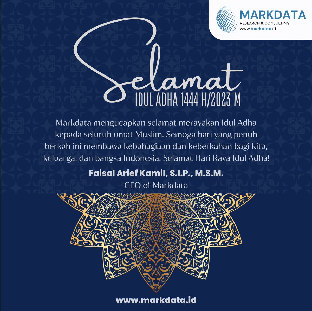 Selamat Hari Raya Idul Adha! Di momen yang penuh berkah ini, mari kita renungkan nilai-nilai pengorbanan, kebersamaan, dan kepedulian. Semoga semangat Idul Adha menginspirasi kita untuk saling berbagi dan memperkuat tali persaudaraan #Iduladha #markdata