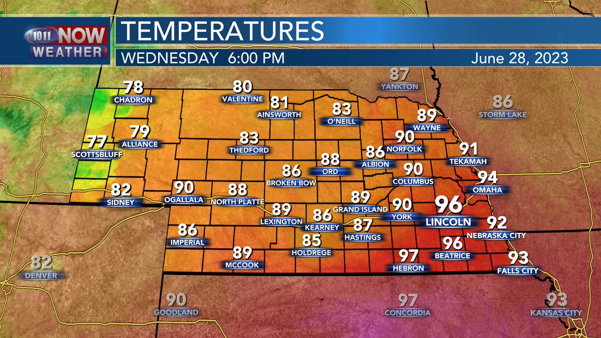 Here's a look at your 6 PM temperatures!