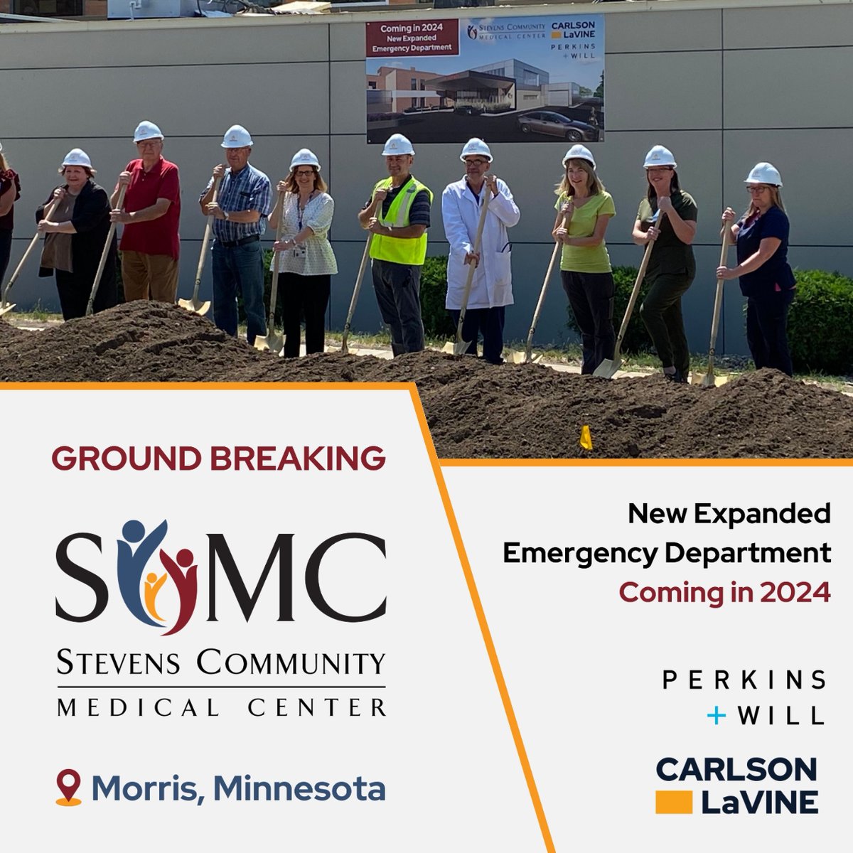 CarlsonLaVine's tweet photo. Thank you to everyone who attended the groundbreaking ceremony to kick off our new Emergency Department Expansion project at Stevens Community Medical Center in Morris, MN! We are super excited to get this project started. https://t.co/wlShTxjXA2