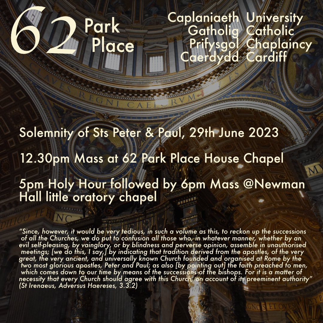cardiffcathchap's tweet photo. Celebrating the Solemnity of Saints Peter and Paul (29th June) https://t.co/skOXQ1jNKR