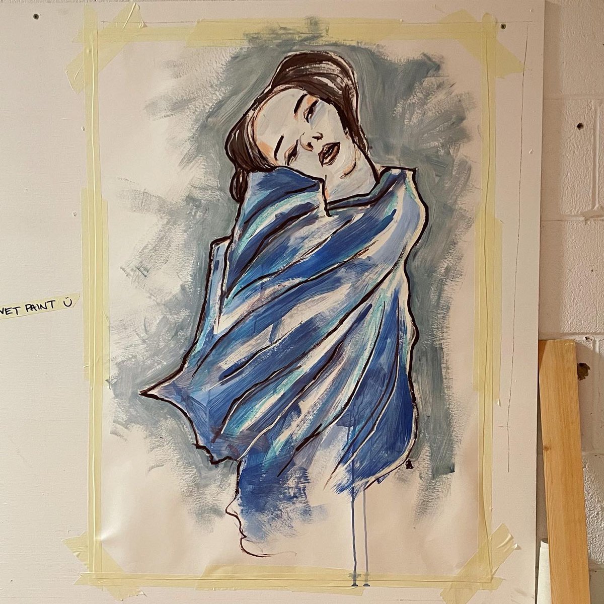 sandyklep's tweet image. Finishing off a Klimt. Taking a pencil drawing and using that as a starting point to try a few things out… over 1m tall, acrylic on thick card #workinprogress #wip #trailanderror #acrylicpainting #contemporaryart