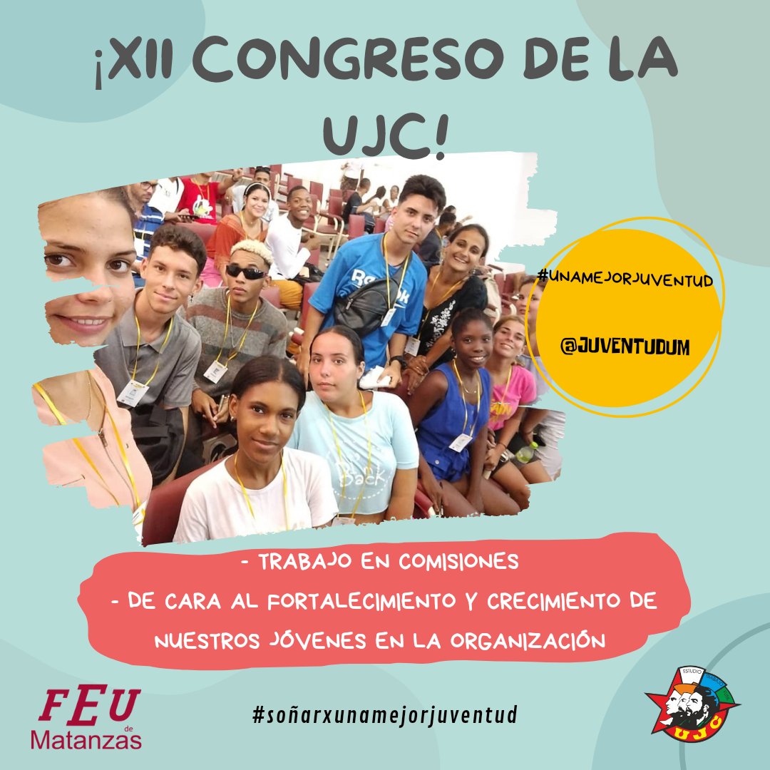 JuventudUM's tweet photo. Y si !!!! Hoy comenzó la primera Jornada de nuestro XII Congreso de la UJC en la Universidad de Matanzas , más unidos y comprometidos por #UnaMejorJuventud 
#SomosContinuidad 🙌😌😉❤️ https://t.co/F5g6u0YXhl