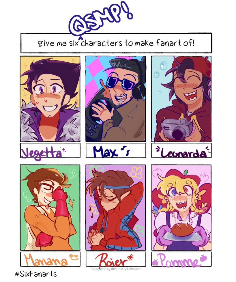 6 QSMP CHARACTERS!!! #Vegetta777 #Agentemaxo #Leonardaqsmp  #ElMariana #iRoier #Pommeqsmp #qsmpfanarts