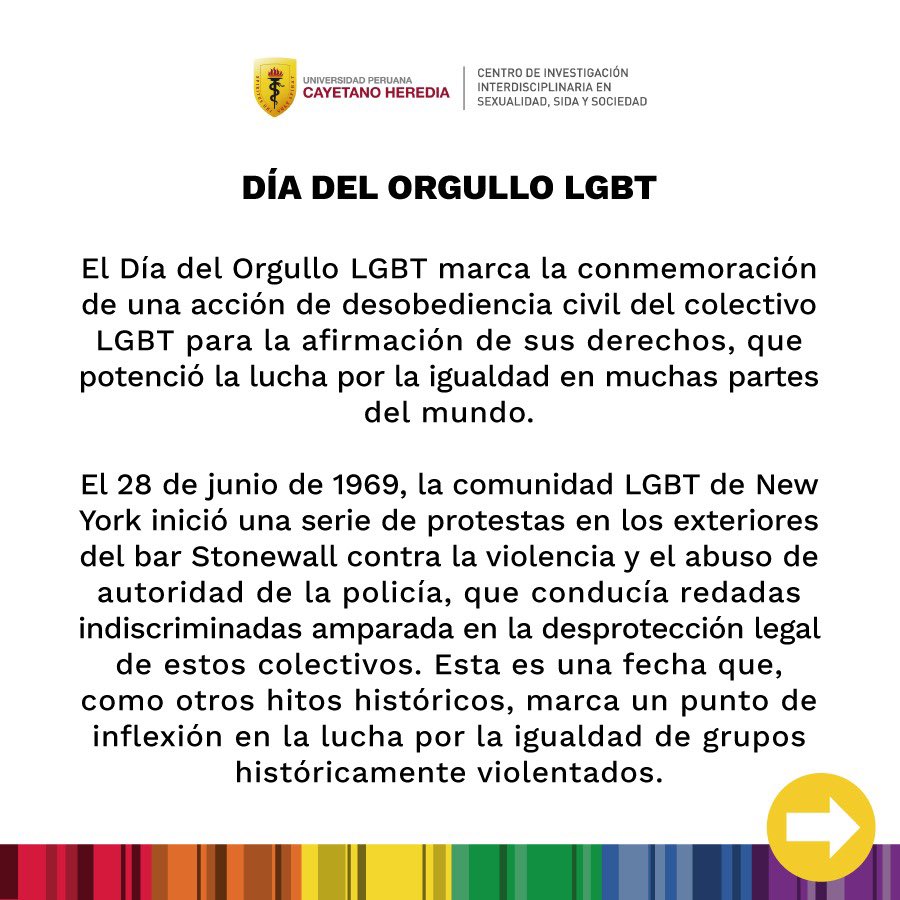 CIISSS_UPCH's tweet photo. Desde el @CIISSS_UPCH saludamos y acompañamos hoy día a las comunidades LGBTI y recordamos que el verdadero significado del #DiadelOrgullo no es discursivo. Implica práctica continua de reflexión y trabajo conjunto para transformar normas y sentidos hacia una sociedad más justa. https://t.co/9YPZsuKDSy