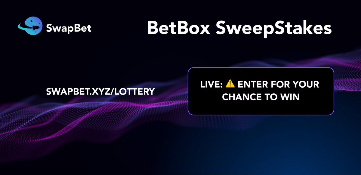 Our BetBox SweepStakes is open 🎁

Holders are able to enter with $BET or $USDT 🃏

View our previous winners on our dApp 

swapbet.xyz/lottery 
t.me/swapbetxyz