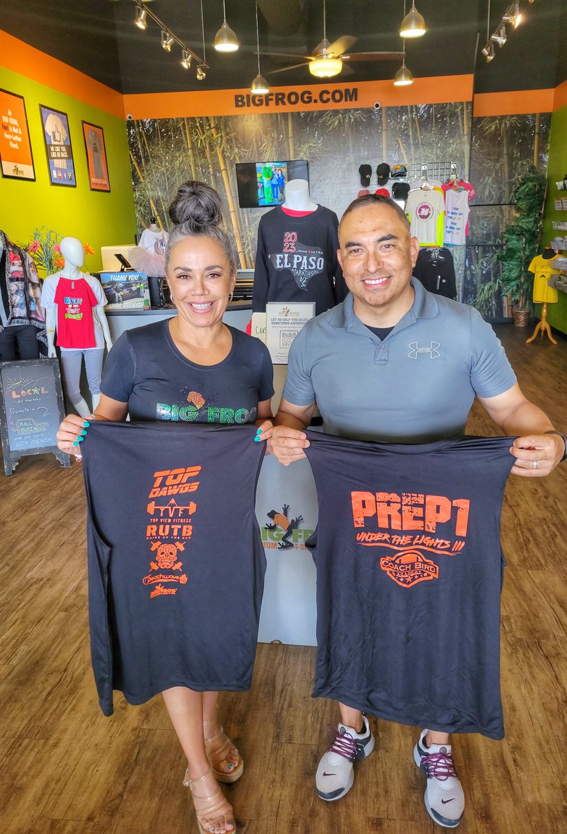 Thank you, <a href="/Prep1USA/">PREP1</a>, for choosing Big Frog Custom T-Shirts &amp; More (East El Paso, TX) to print your 3rd year under the lights' football🏈 camp shirts. There's no orders too small or too big for us, we do them all. And happy to be one of their sponsors.