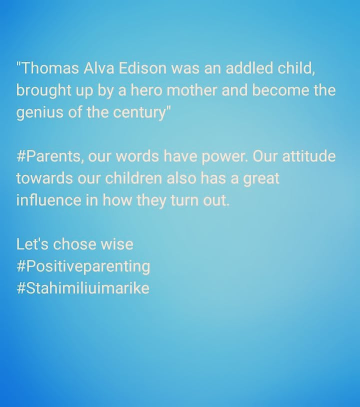 #parenting101 
What do you tell your children? How do you react to them when they mess up or when they are discouraged?
It is said that a parent is a second God to a child.
May God give us wisdom to be great nurturers to raise great generations 🌹🌹
#Stahimiliuimarike