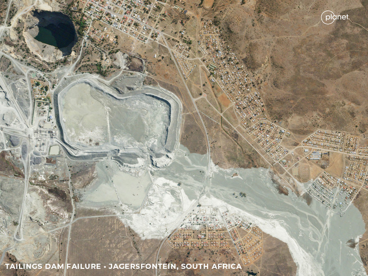 planet's tweet image. Tailings dams hold back waste from mines, but when those dams fail, it could be hazardous. To prevent such hazards, researchers used our #satellitedata to study the failure of  a tailings dam in Jagersfontein, South Africa. 

Read what they found: go.planet.com/tailingsdams
