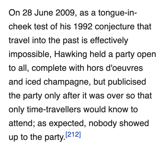 14 years ago today, Hawking held his famous party for time travelers!