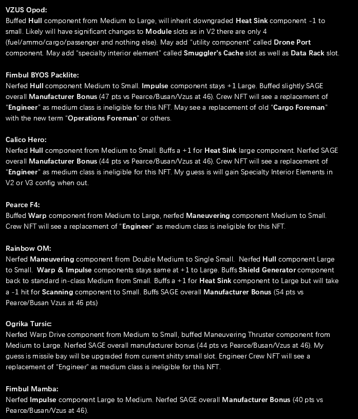 StarAtlasAsia's tweet photo. #StarAtlas Ship Config V2 might be a day or 2 away but there was a lot of info already from Brew and Lore Wiki.

These are just my expectations for some of the medium ships but there will be lots of changes potentially for #VzusOpod #Packlite #RainbowOM etc

$POLIS $ATLAS $SOL https://t.co/N1cVzHTooT
