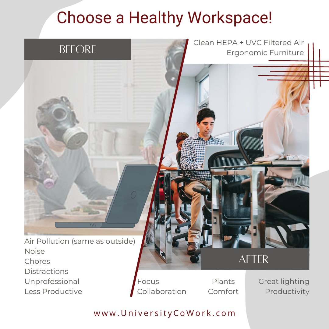 University CoWork Virtual Accelerator (@universitycw) on Twitter photo Pollution got you down? Take a breath of fresh air <a href="/UniversityCW/">University CoWork Virtual Accelerator</a>! π¬οΈπππΎ
1οΈβ£ HEPA filters + virus-killing UVC machines ππ¨
2οΈβ£ Plants π±πΊ
3οΈβ£ Keep it clean π§Ήβ¨
4οΈβ£ Open windows when nice out πΌπ
Clean air benefits physical health & enhances productivity and concentration. π¬οΈπΌ Pollution got you down? Take a breath of fresh air <a href="/UniversityCW/">University CoWork Virtual Accelerator</a>! π¬οΈπππΎ
1οΈβ£ HEPA filters + virus-killing UVC machines ππ¨
2οΈβ£ Plants π±πΊ
3οΈβ£ Keep it clean π§Ήβ¨
4οΈβ£ Open windows when nice out πΌπ
Clean air benefits physical health & enhances productivity and concentration. π¬οΈπΌ