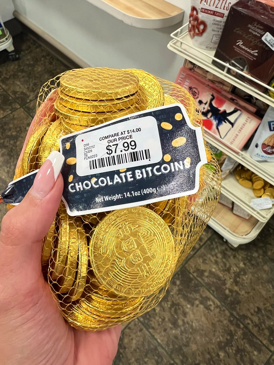Everyone is caught up in the spot ETF filings but the real news is that  Home Goods is selling bitcoin shaped chocolate 🍫