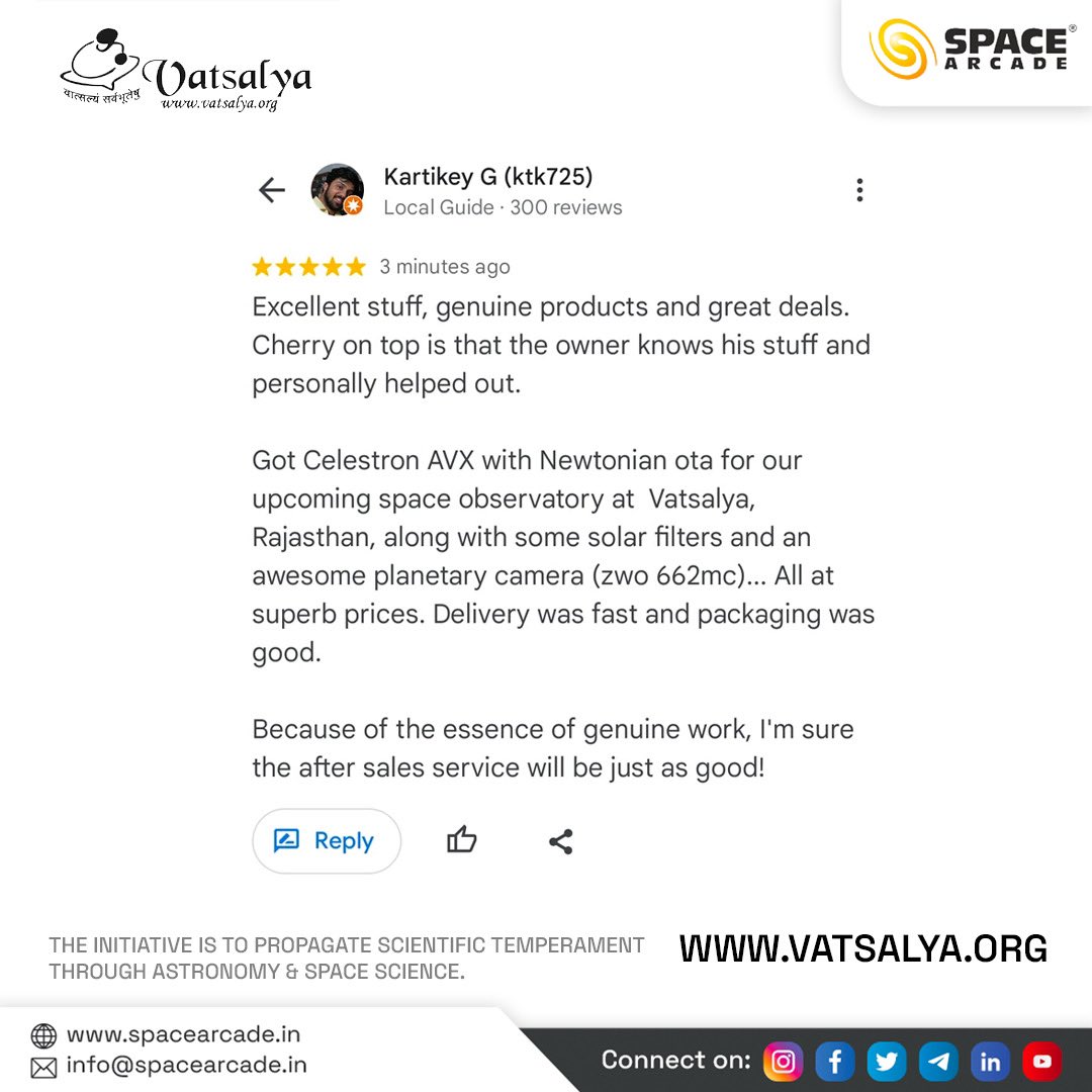 spacearcadeind's tweet image. ✨ We are thrilled to announce that @spacearcadeind is proud to be the Astronomical Equipments Partner of @vatsalyajaipur an NGO, working tirelessly to uplift underprivileged communities 🌟 #AstronomyForAll #ScienceForEveryone #MakingADifference #NGO #Proud