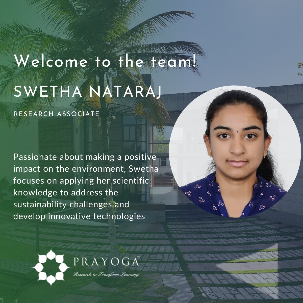 We couldn't be happier to welcome Swetha to our team! With her, our mission to reshape learning gains great momentum! #experientialeducation
#teachercommunity #onboarding
#blendedlearning
#scientificresearch
#schoolchildren
#educationresearch  #prayoga #educationresearch