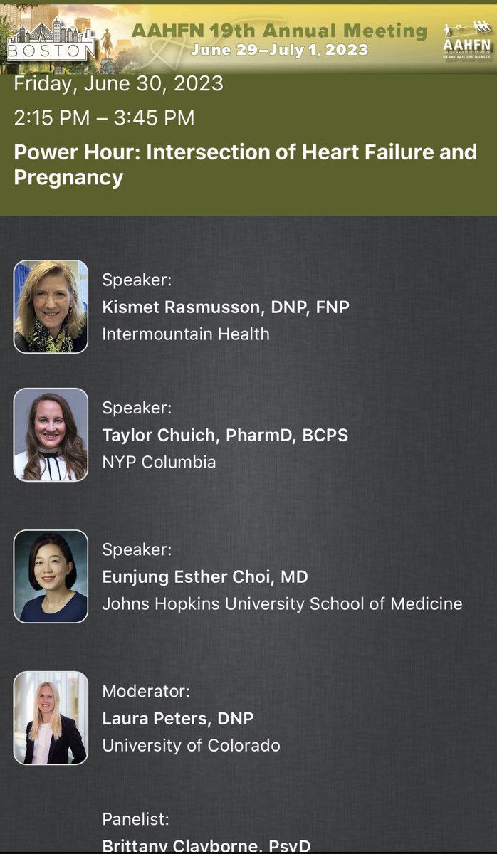 Kismet Rasmusson (@kismetrasmu) on Twitter photo Thanks <a href="/AAHFN/">American Association of Heart Failure Nurses</a> for the invitation to speak this Friday at #AAHFN2023 with @EstherChoiMD and Taylor Chuich about the intersection of HF and pregnancy, w/ panelist Brittany Clayborne
#CardioObstetrics
Join us! <a href="/Steph_BarnesNP/">Stephanie Barnes</a> <a href="/llouwick/">Linda Wick</a> <a href="/WhitmireDnp/">Dr. Tara Whitmire</a> <a href="/DrMarthaGulati/">Dr. Martha Gulati ♥️🫀❤️🩹🇨🇦</a> <a href="/robmentz/">Robert Mentz, MD</a> Thanks <a href="/AAHFN/">American Association of Heart Failure Nurses</a> for the invitation to speak this Friday at #AAHFN2023 with @EstherChoiMD and Taylor Chuich about the intersection of HF and pregnancy, w/ panelist Brittany Clayborne
#CardioObstetrics
Join us! <a href="/Steph_BarnesNP/">Stephanie Barnes</a> <a href="/llouwick/">Linda Wick</a> <a href="/WhitmireDnp/">Dr. Tara Whitmire</a> <a href="/DrMarthaGulati/">Dr. Martha Gulati ♥️🫀❤️🩹🇨🇦</a> <a href="/robmentz/">Robert Mentz, MD</a>