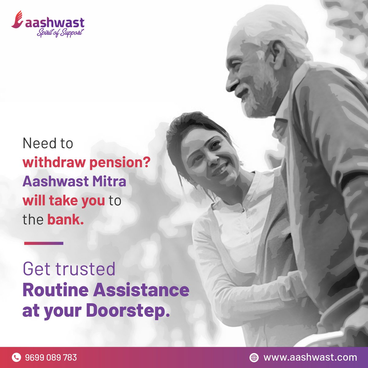 Visit the bank with an AashwastMitra. We will drive you to the bank and even help with the forms and other procedures. Aashwast will make stepping out a good experience for you.  #aashwast #aashwastpune #seniorcare #elderlycare #homesupport #homecare #specializedseniorcare