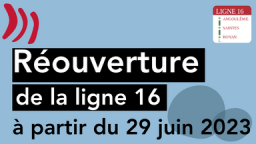 🚏#Infotrafic #Ligne16
Reprise des circulations sur l'axe #Angoulême↔#Saintes, après 3 mois de travaux de modernisation de la signalisation.

Pour célébré cette réouverture : #TERNA et francebleu.fr/la-rochelle  vous offre des chèques 🎁 en jouant avec Eric Morgane à 7h35 et 8h35.