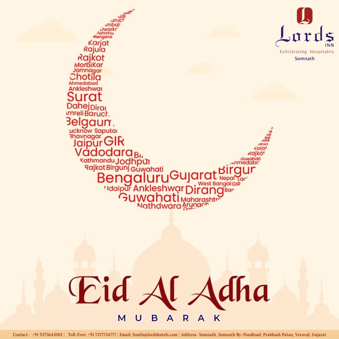 Lords Inn Somnath wishes you a blessed Eid ul Adha filled with joy and abundant blessings! Eid Mubarak!

#LordsHotels #LordsResorts #Somnath #somnathtemple #EidUlAdha2023 #Eid #EidMubarak #EidAlAdha